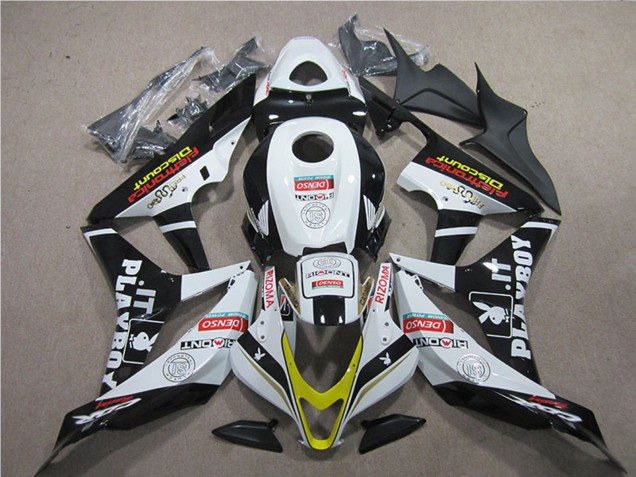 Carénages Moto Honda CBR600RR 2007-2008 - Blanc Or Noir Brillant PlayBoy HRC
