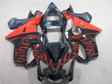 Kits Carénage Moto Honda CBR600 F4i 2001-2003 - Noir Brillant Rouge Flamme