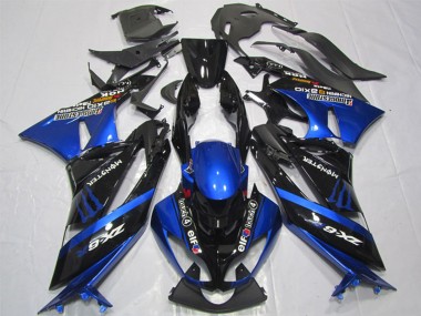 Carénages Moto Kawasaki ZX6R 2009-2012 - Bleu Noir Brillant Elf Touch4 Monstre Bridgestone