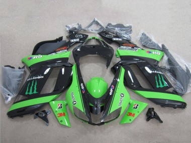 Carénages Moto Kawasaki ZX6R 2007-2008 - Vert Noir 3M Monstre
