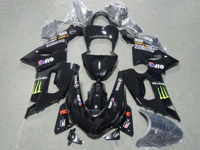 Carénages Moto Kawasaki ZX6R 2005-2006 - Noir Brillant Vert Monstre