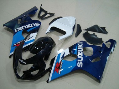 Carénages Moto Suzuki GSXR 750 2004-2005 - Blanc Bleu Noir Brillant