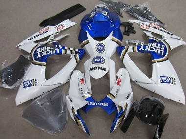 Carénages Moto Suzuki GSXR 750 2006-2007 - Blanc Bleu Michelin Motul Lucky Strike