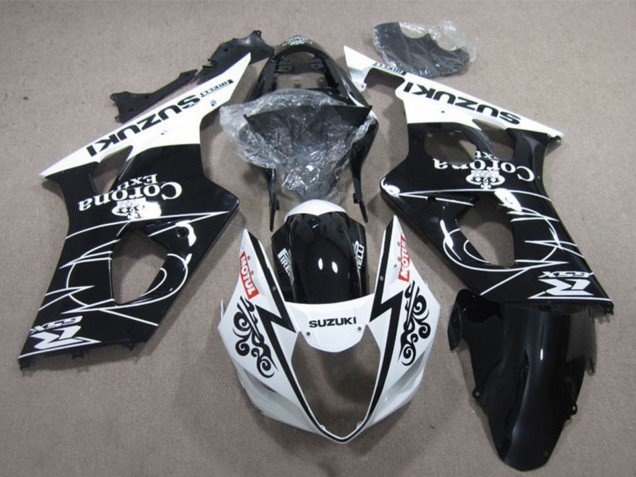 Carénages Moto Suzuki GSXR 1000 2003-2004 - Blanc Noir Brillant Corona Extra Motul