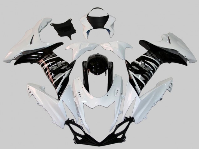 Carénage Moto Suzuki GSXR 600/750 2011-2024 - Blanc Noir Brillant
