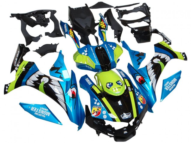Carénages Moto Yamaha YZF R1 2015-2019 - Bleu Vert Noir Requin
