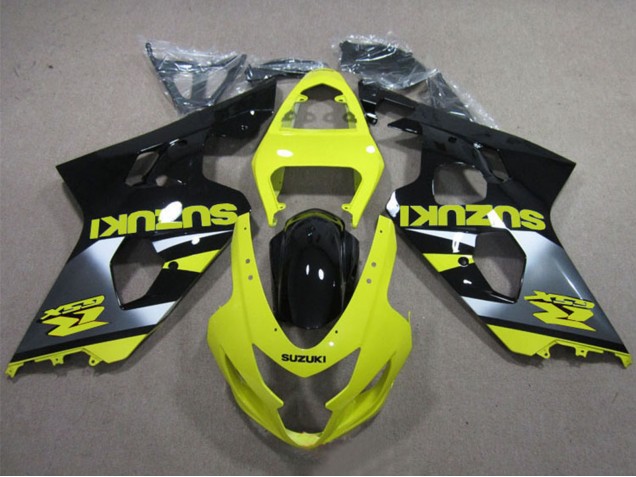 Carénages Moto Suzuki GSXR 600 2004-2005 - Jaune Argent Noir Brillant